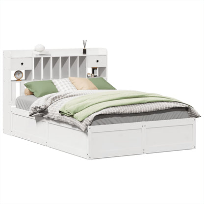 vidaXL Bed Frame without Mattress White 140x190 cm Solid Wood Pine 2