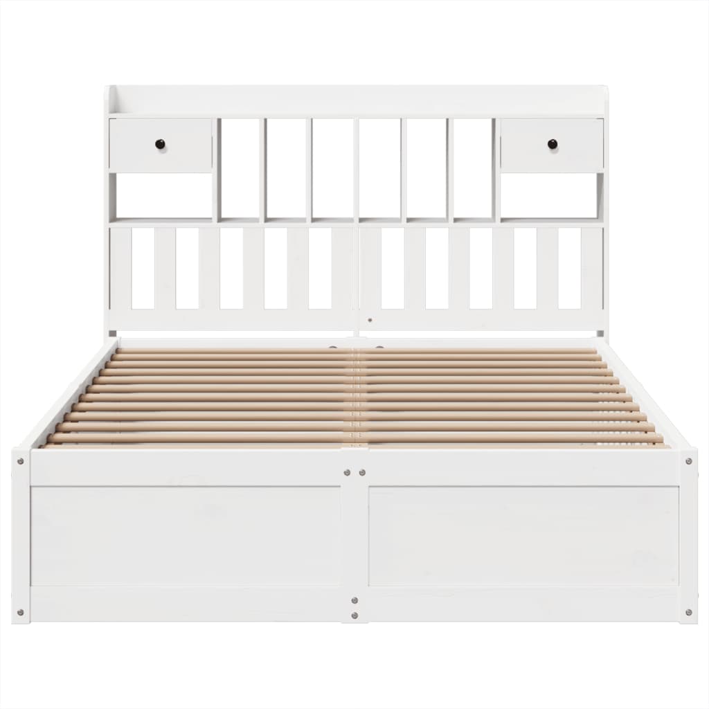 vidaXL Bed Frame without Mattress White 140x190 cm Solid Wood Pine 4
