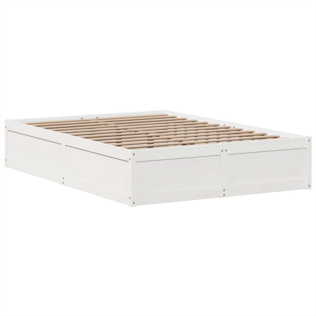 vidaXL Bed Frame without Mattress White 140x190 cm Solid Wood Pine 5