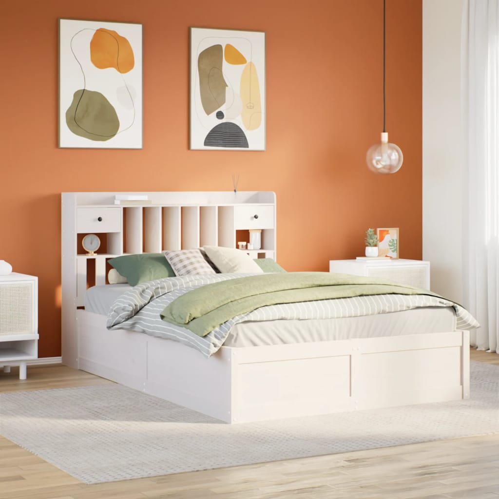 vidaXL Bed Frame without Mattress White 140x190 cm Solid Wood Pine 1