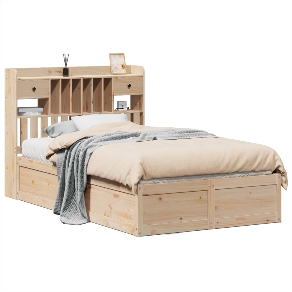 vidaXL Bed Frame without Mattress 135x190 cm Double Solid Wood Pine 2
