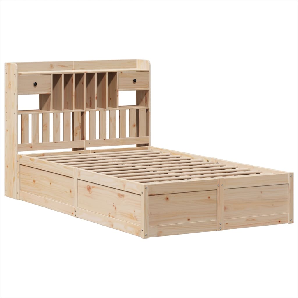 vidaXL Bed Frame without Mattress 135x190 cm Double Solid Wood Pine 3