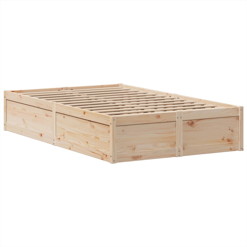 vidaXL Bed Frame without Mattress 135x190 cm Double Solid Wood Pine 5