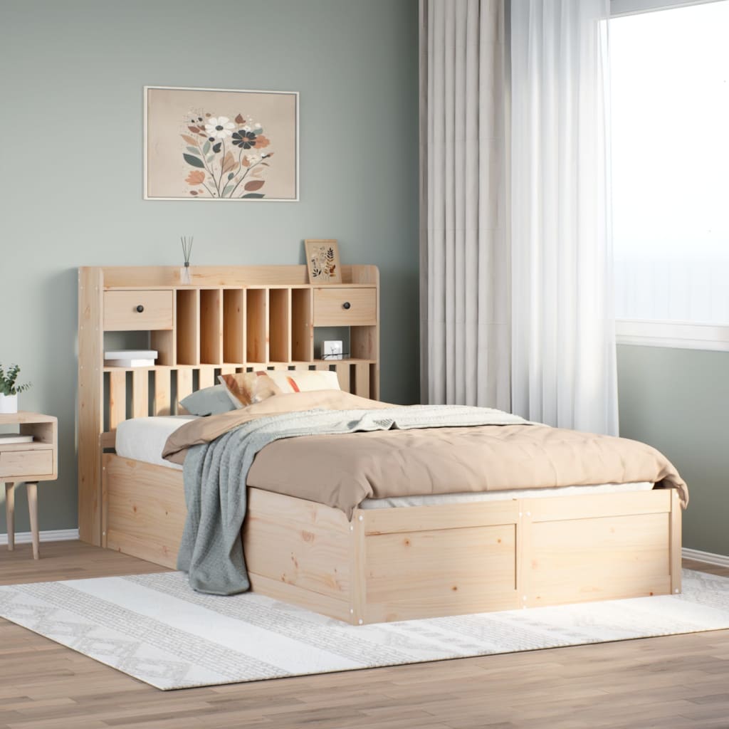 vidaXL Bed Frame without Mattress 135x190 cm Double Solid Wood Pine 1
