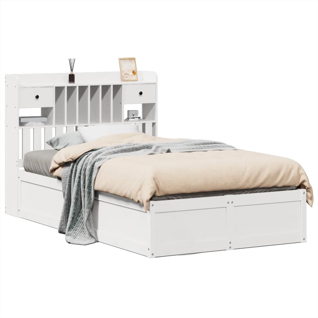 vidaXL Bed Frame without Mattress White 135x190 cm Solid Wood Pine 2