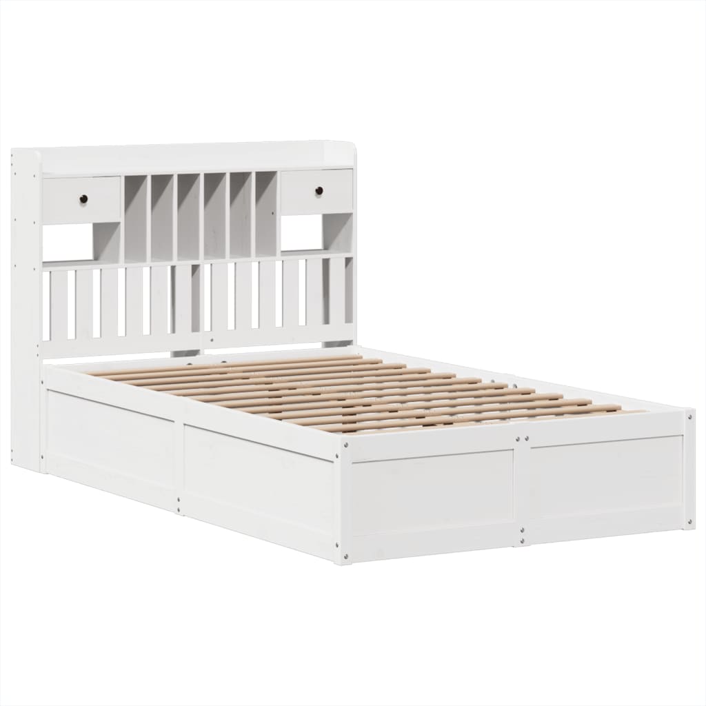 vidaXL Bed Frame without Mattress White 135x190 cm Solid Wood Pine 3