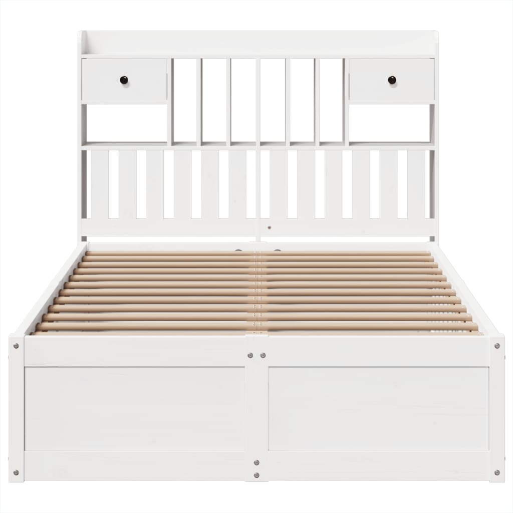 vidaXL Bed Frame without Mattress White 135x190 cm Solid Wood Pine 4