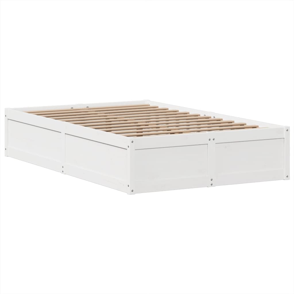 vidaXL Bed Frame without Mattress White 135x190 cm Solid Wood Pine 5