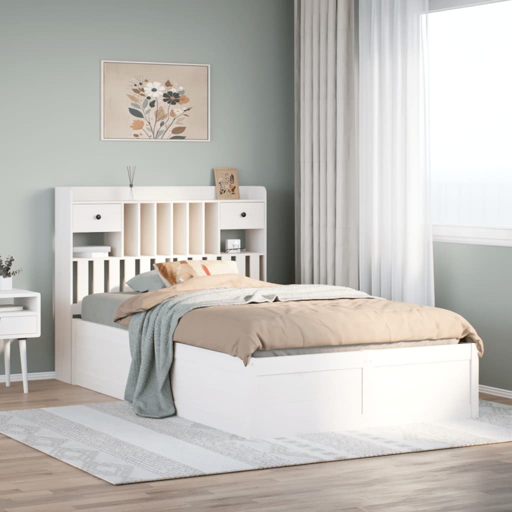 vidaXL Bed Frame without Mattress White 135x190 cm Solid Wood Pine 1