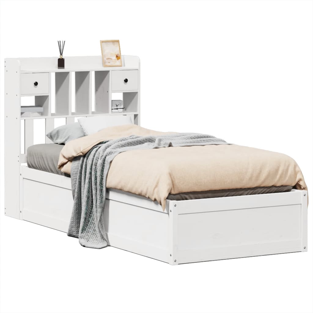 vidaXL Bed Frame without Mattress White 90x190 cm Single Solid Wood Pine 2