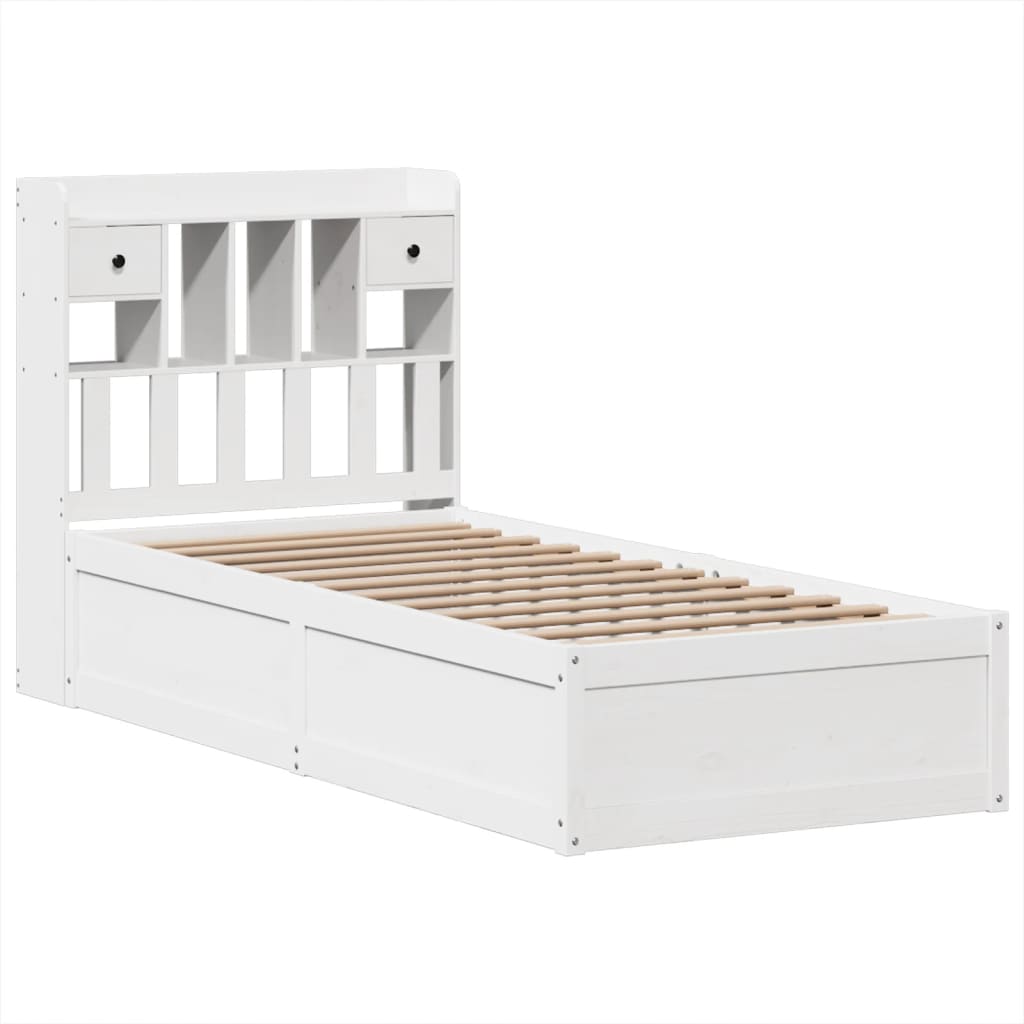 vidaXL Bed Frame without Mattress White 90x190 cm Single Solid Wood Pine 3