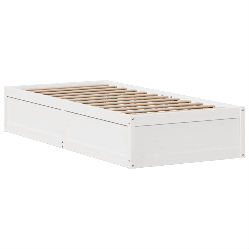 vidaXL Bed Frame without Mattress White 90x190 cm Single Solid Wood Pine 5