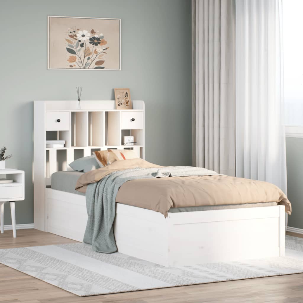 vidaXL Bed Frame without Mattress White 90x190 cm Single Solid Wood Pine 1