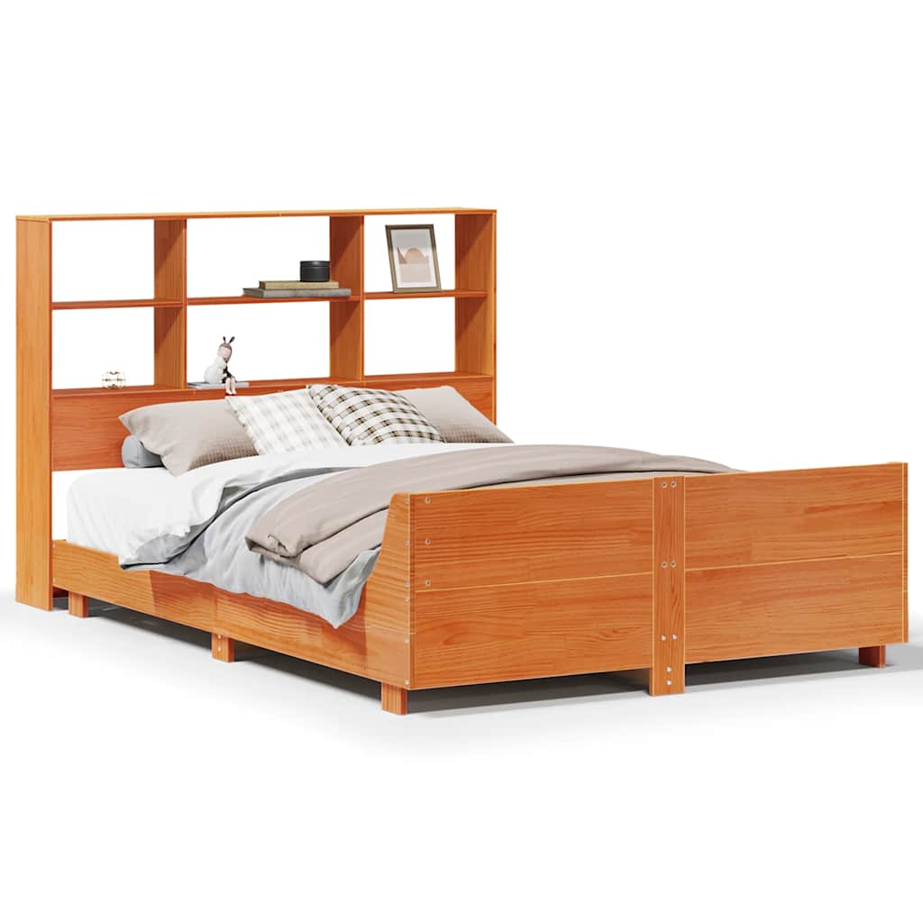 vidaXL Bed Frame without Mattress Wax Brown 140x190 cm Solid Wood Pine 2
