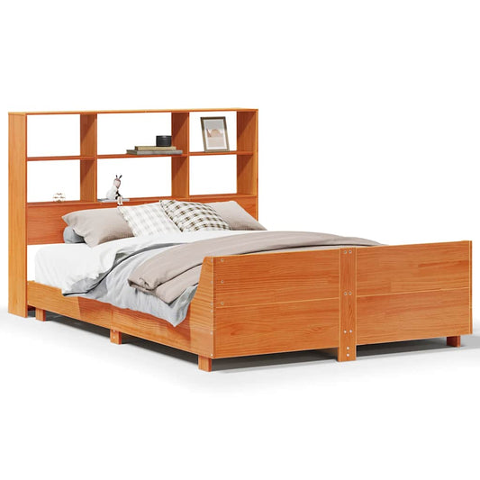 vidaXL Bed Frame without Mattress Wax Brown 140x190 cm Solid Wood Pine 2