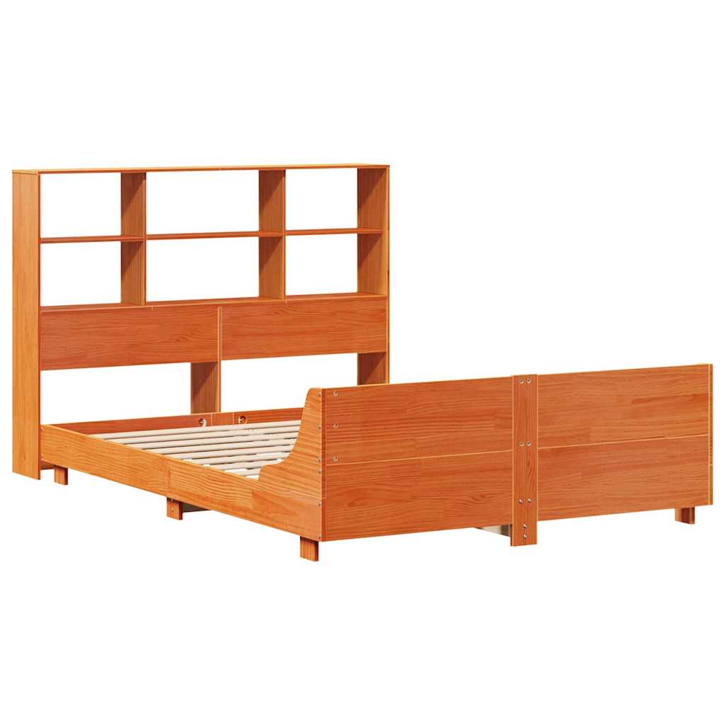vidaXL Bed Frame without Mattress Wax Brown 140x190 cm Solid Wood Pine 3