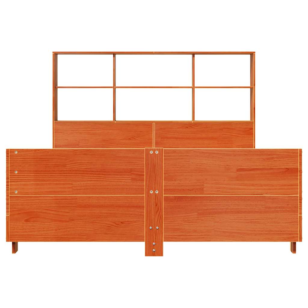 vidaXL Bed Frame without Mattress Wax Brown 140x190 cm Solid Wood Pine 4