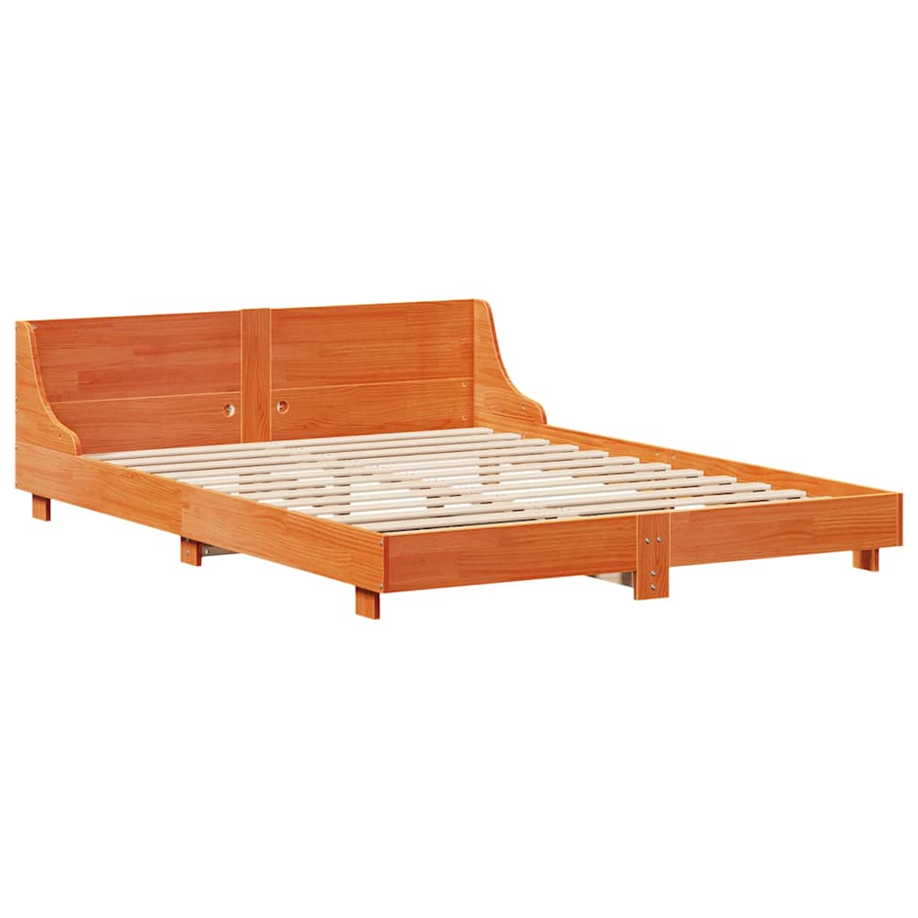 vidaXL Bed Frame without Mattress Wax Brown 140x190 cm Solid Wood Pine 5