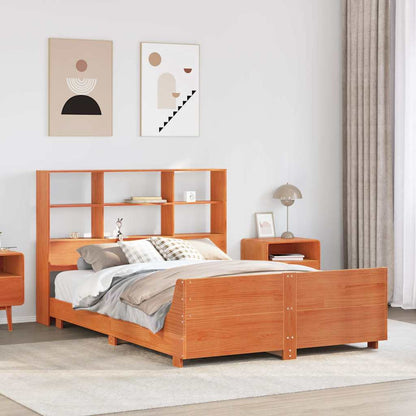 vidaXL Bed Frame without Mattress Wax Brown 140x190 cm Solid Wood Pine 1