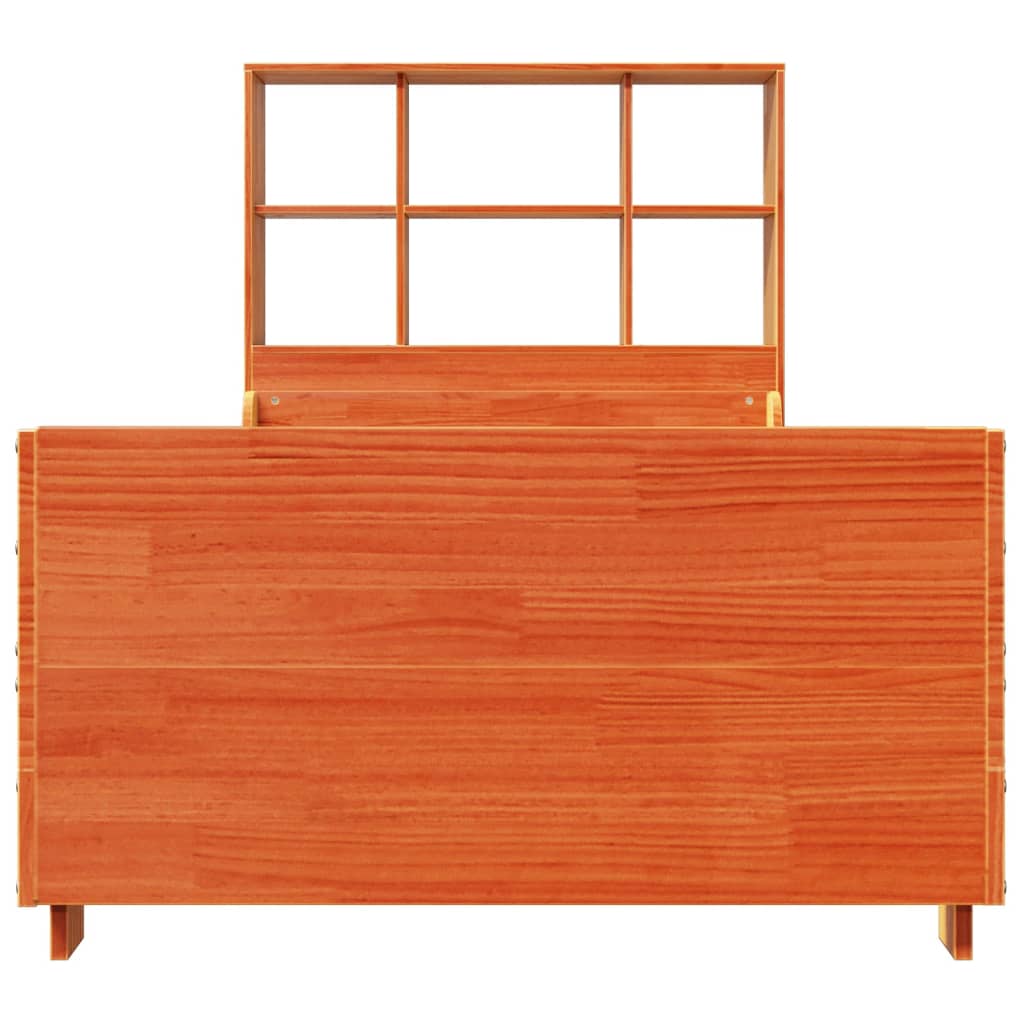 vidaXL Bookcase Bed without Mattress Wax Brown 100x200 cm Solid Wood 4