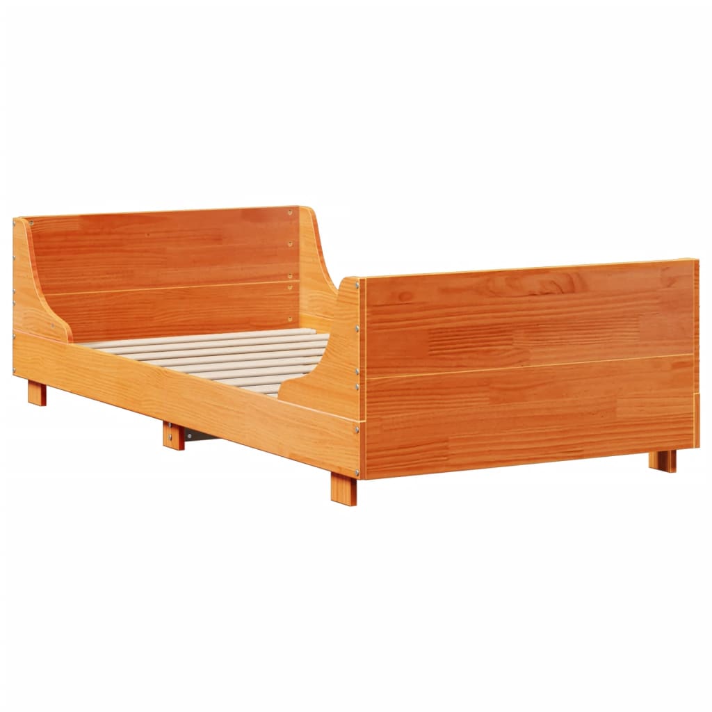 vidaXL Bookcase Bed without Mattress Wax Brown 100x200 cm Solid Wood 5