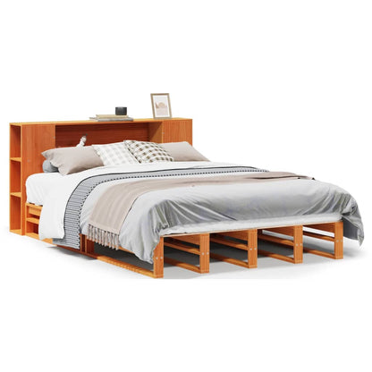 vidaXL Bookcase Bed without Mattress Wax Brown 140x200 cm Solid Wood 2