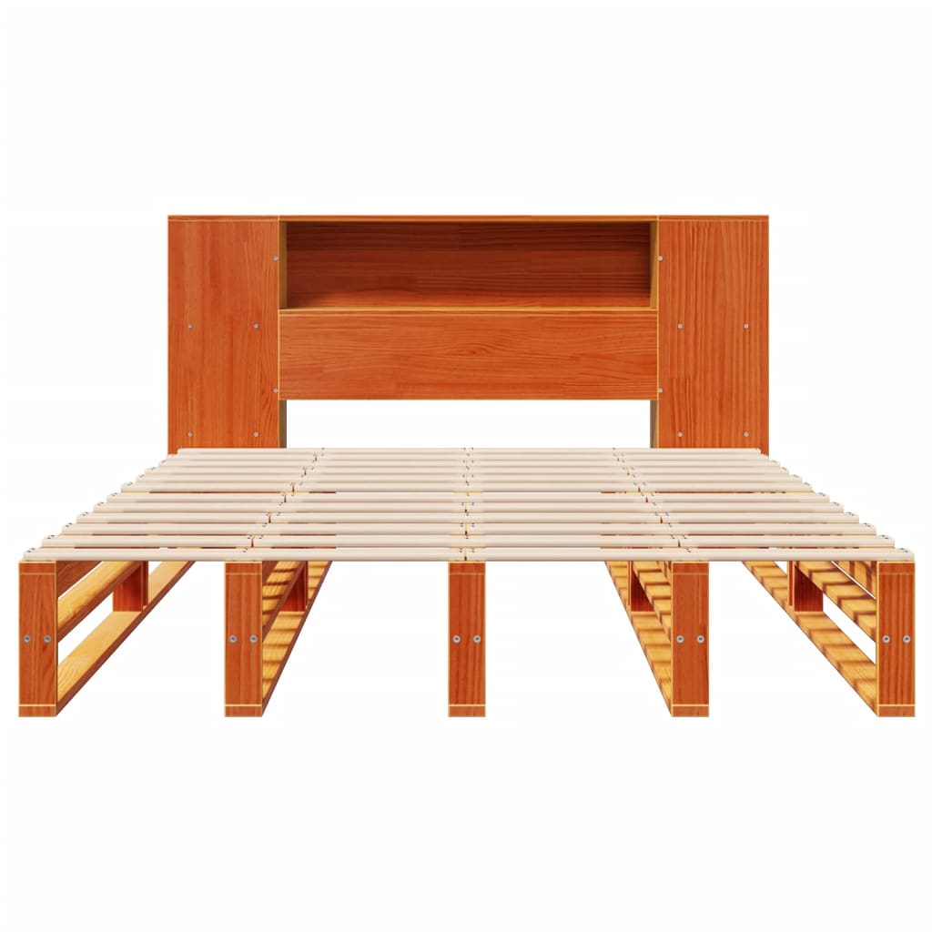 vidaXL Bookcase Bed without Mattress Wax Brown 140x200 cm Solid Wood 5
