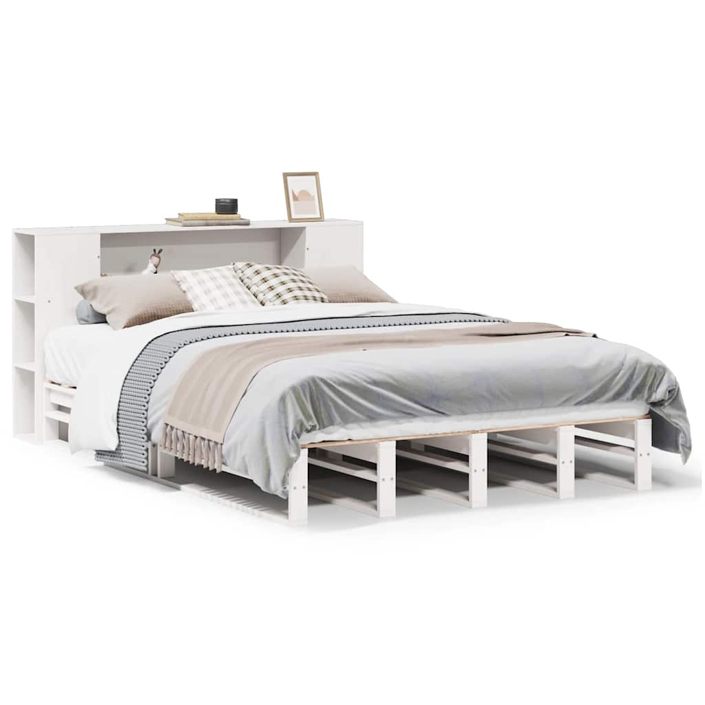 vidaXL Bookcase Bed without Mattress White 150x200 cm King Size Solid Wood 2