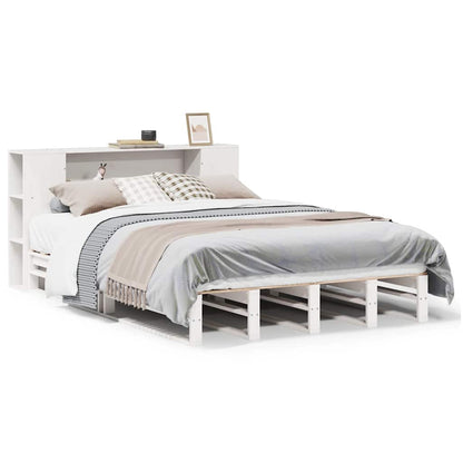 vidaXL Bookcase Bed without Mattress White 150x200 cm King Size Solid Wood 2