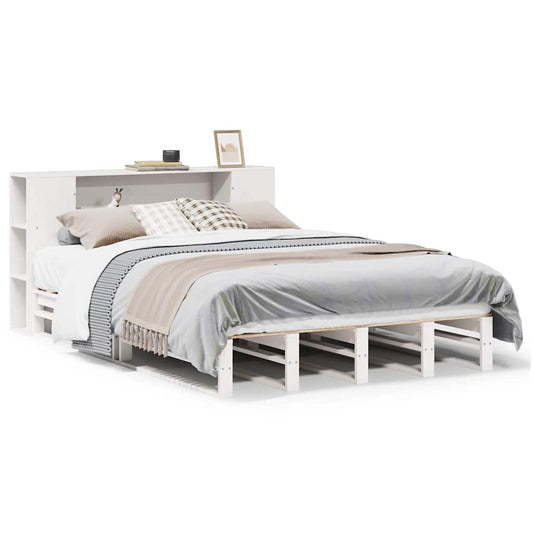 vidaXL Bookcase Bed without Mattress White 150x200 cm King Size Solid Wood 2