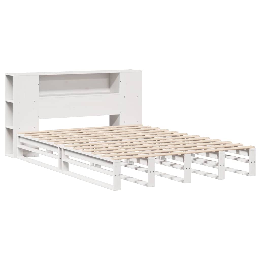vidaXL Bookcase Bed without Mattress White 150x200 cm King Size Solid Wood 3