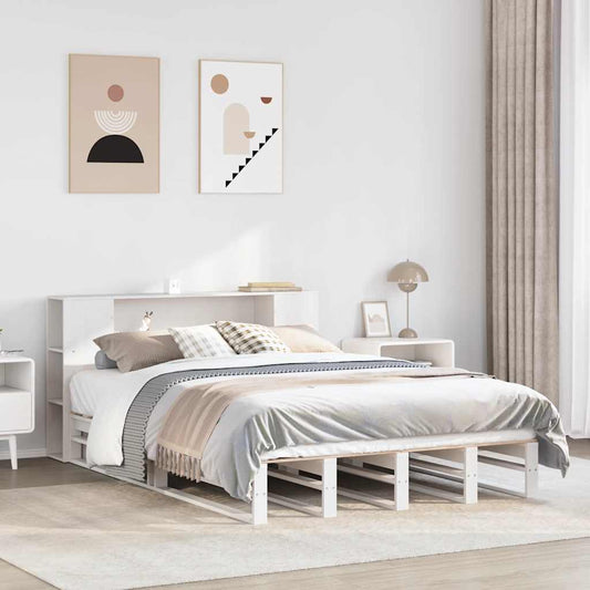 vidaXL Bookcase Bed without Mattress White 150x200 cm King Size Solid Wood 1