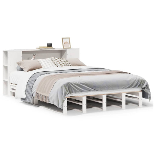 vidaXL Bookcase Bed without Mattress White 160x200 cm Solid Wood 2
