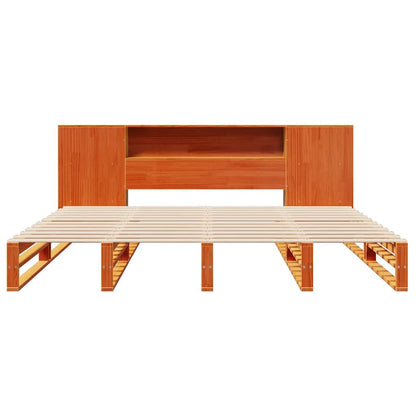 vidaXL Bookcase Bed without Mattress Wax Brown 200x200 cm Solid Wood 5