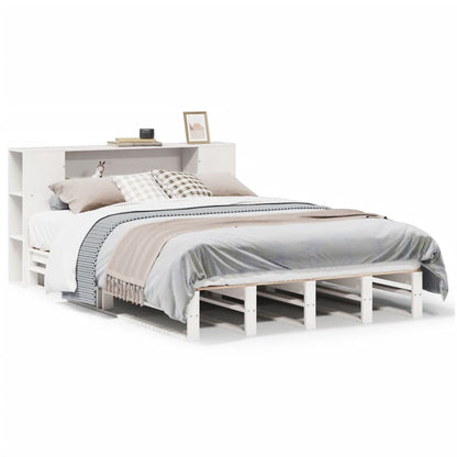 vidaXL Bookcase Bed without Mattress White 135x190 cm Double Solid Wood 2