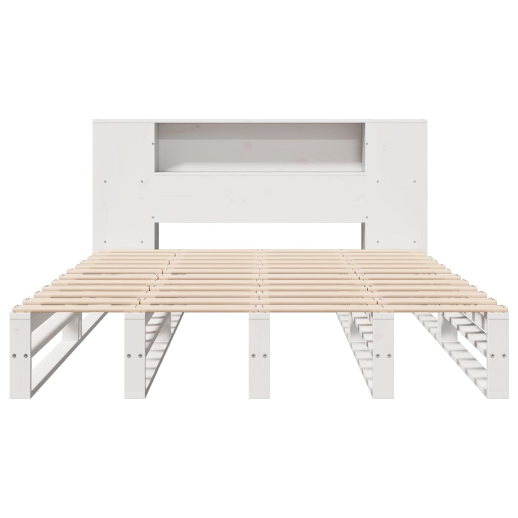 vidaXL Bookcase Bed without Mattress White 135x190 cm Double Solid Wood 5