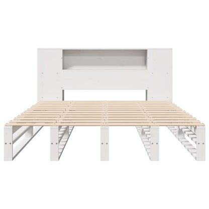 vidaXL Bookcase Bed without Mattress White 135x190 cm Double Solid Wood 5