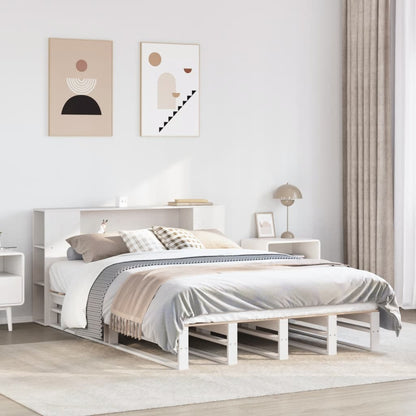 vidaXL Bookcase Bed without Mattress White 135x190 cm Double Solid Wood 1
