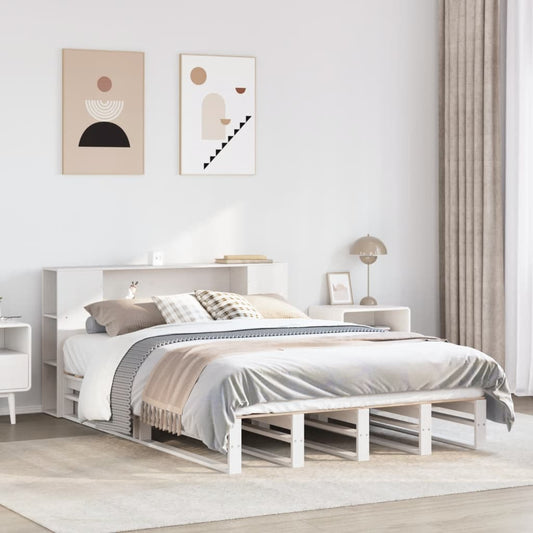 vidaXL Bookcase Bed without Mattress White 135x190 cm Double Solid Wood 1