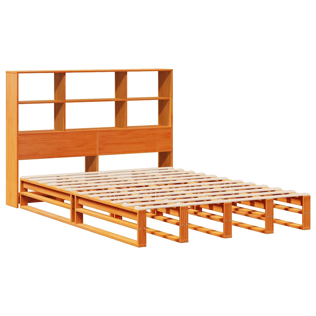 vidaXL Bookcase Bed without Mattress Wax Brown 140x200 cm Solid Wood 3