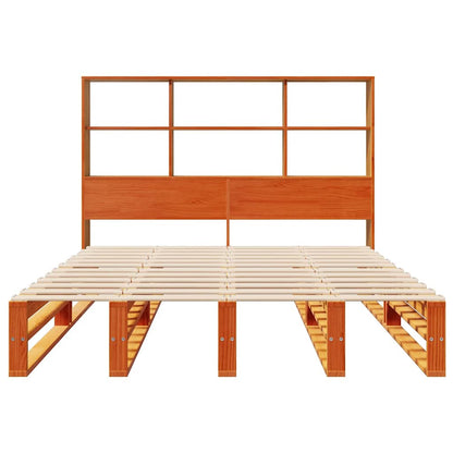 vidaXL Bookcase Bed without Mattress Wax Brown 140x200 cm Solid Wood 4