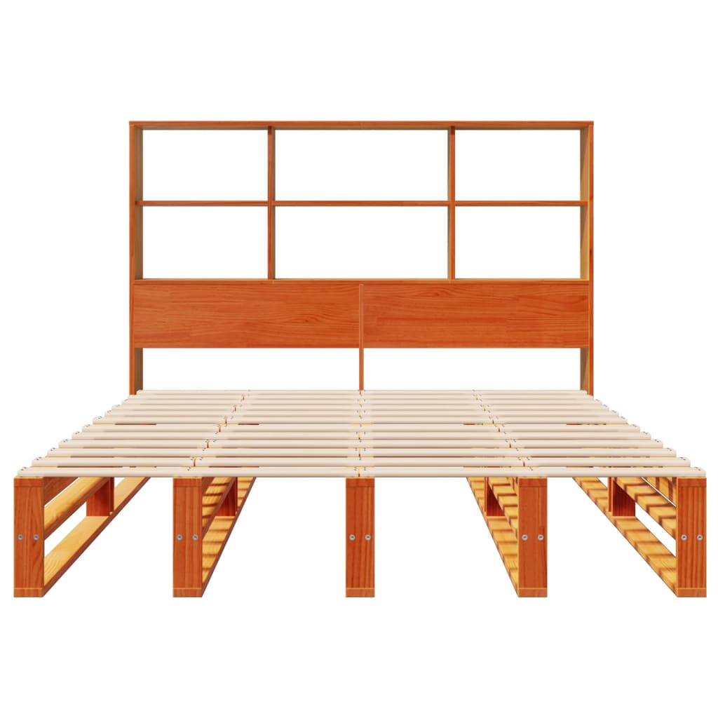 vidaXL Bookcase Bed without Mattress Wax Brown 150x200 cm King Size Solid Wood 4