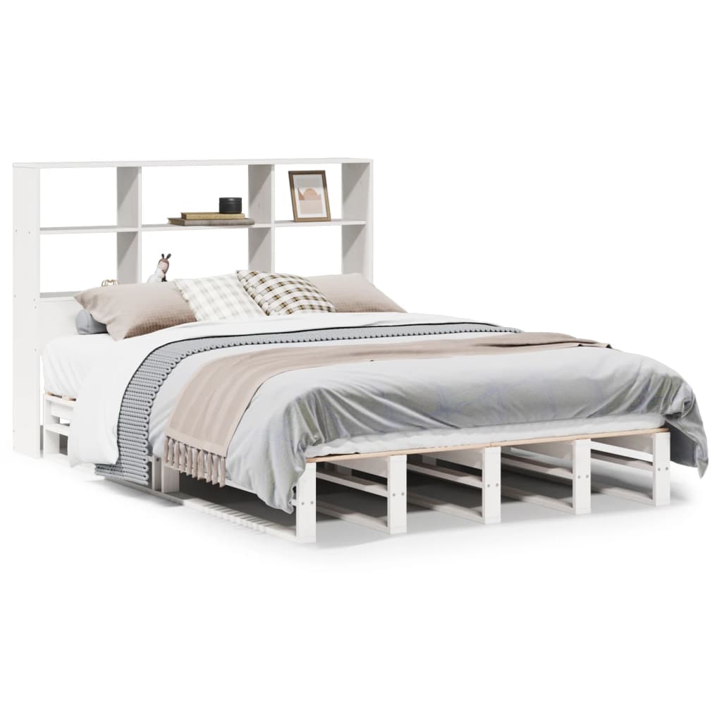 vidaXL Bookcase Bed without Mattress White 160x200 cm Solid Wood 2