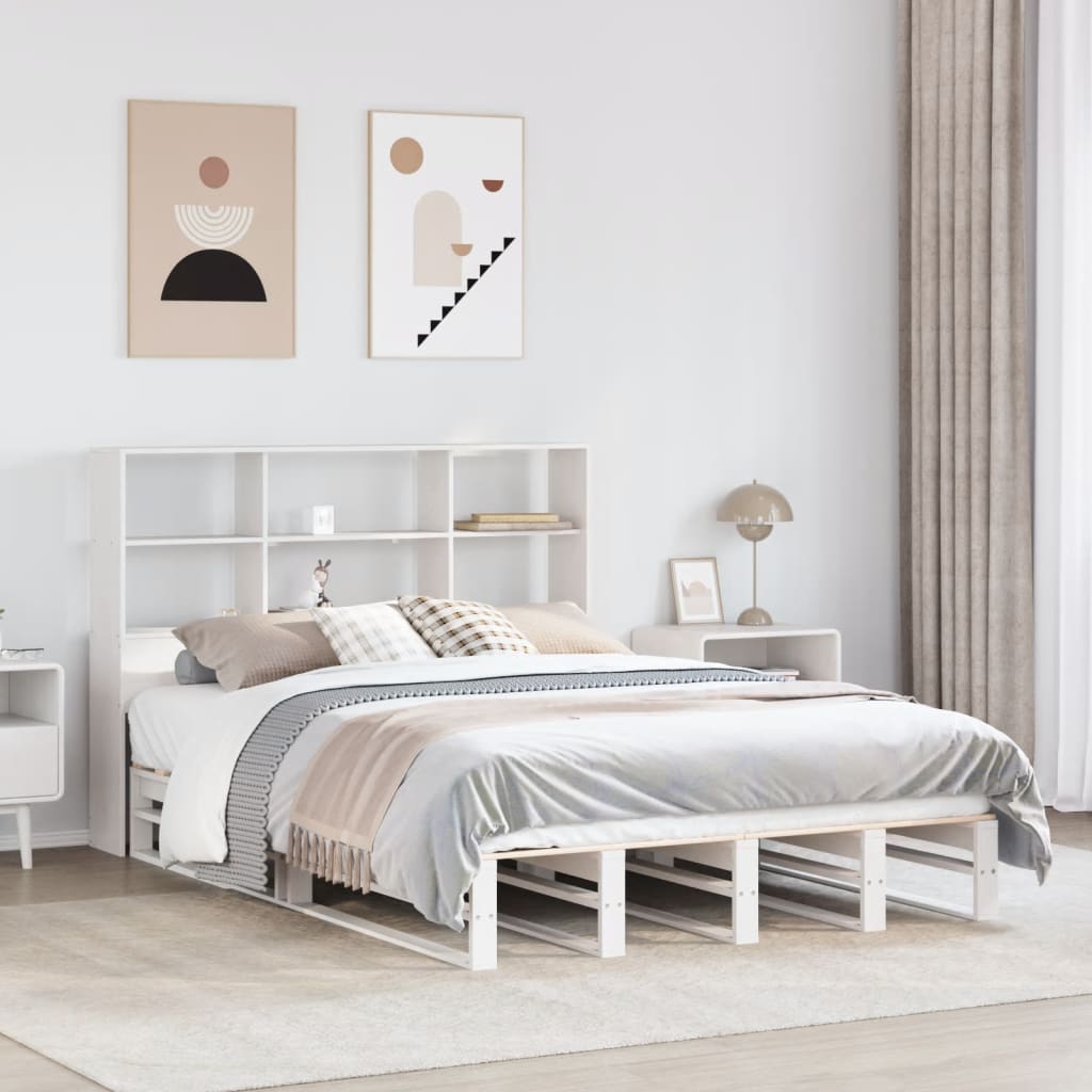 vidaXL Bookcase Bed without Mattress White 160x200 cm Solid Wood 1