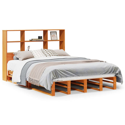 vidaXL Bookcase Bed without Mattress Wax Brown 160x200 cm Solid Wood 2