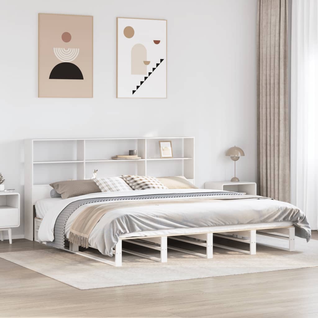 vidaXL Bookcase Bed without Mattress White 180x200 cm Solid Wood 1