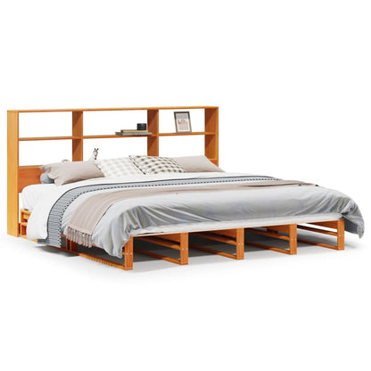 vidaXL Bookcase Bed without Mattress Wax Brown 180x200 cm Solid Wood 2