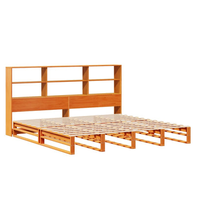 Bookcase Bed without Mattress Solid Wood Wax brown 180 cm 200 cm