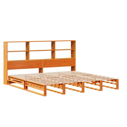 vidaXL Bookcase Bed without Mattress Wax Brown 200x200 cm Solid Wood 3