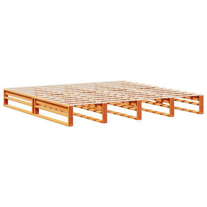 vidaXL Bookcase Bed without Mattress Wax Brown 200x200 cm Solid Wood 5